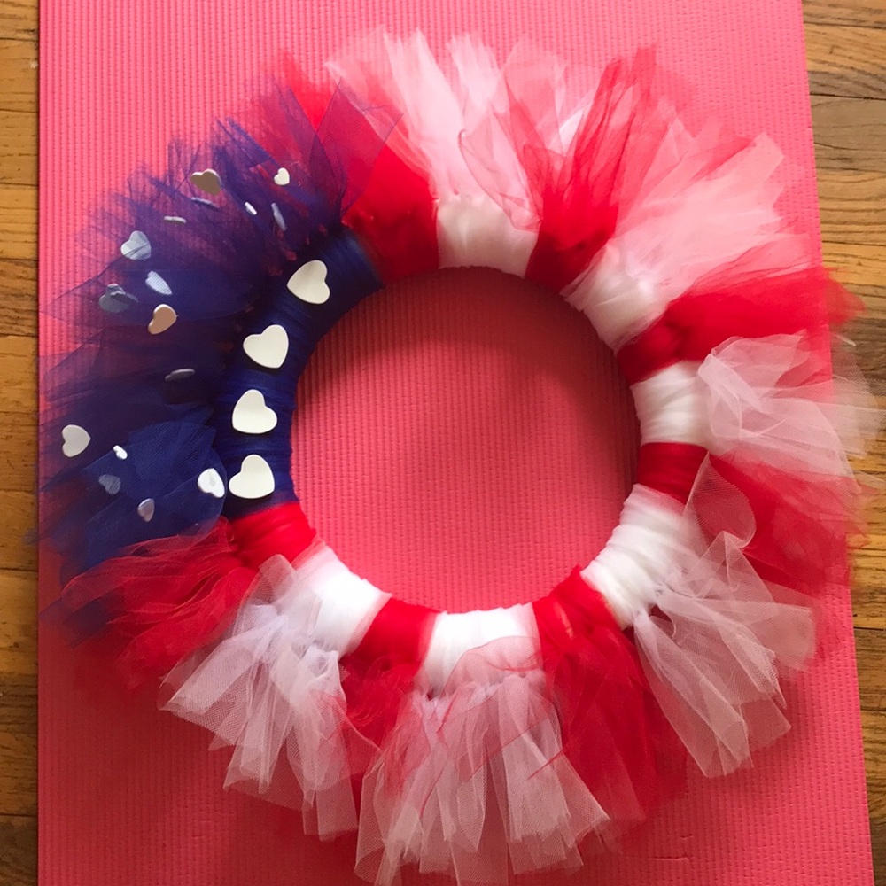 Red white and blue tulle wreath